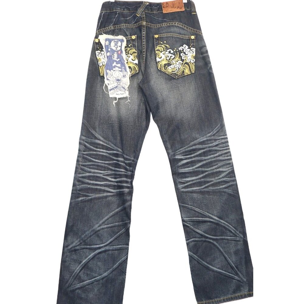 Big Train Japanese Denim Jeans Men Embroidred 5 Pockets